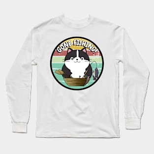 Funny fat cat has gone fishing Long Sleeve T-Shirt